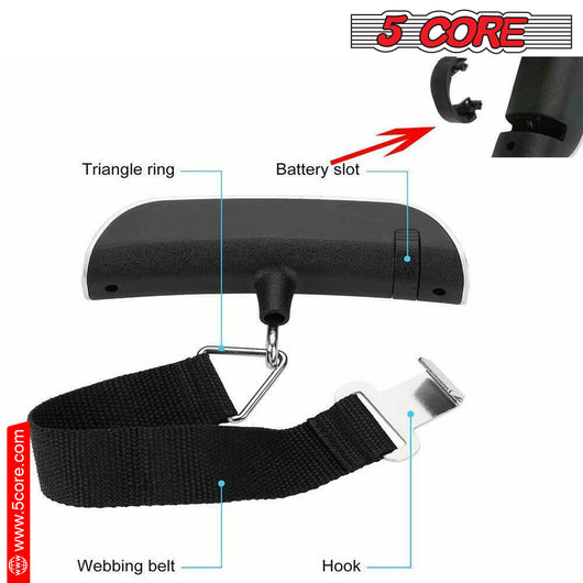 5CORE DIGITAL LUGGAGE SCALE TRAVEL WEIGHT SCALES HANGING BAGGAGE - TECHIVE