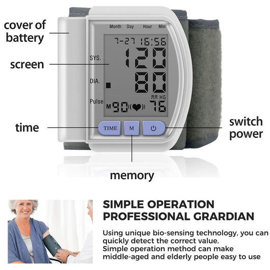 DIGITAL WRIST BLOOD PRESSURE MONITOR FOR MEASURING ARTERIAL PRESSURE - TECHIVE