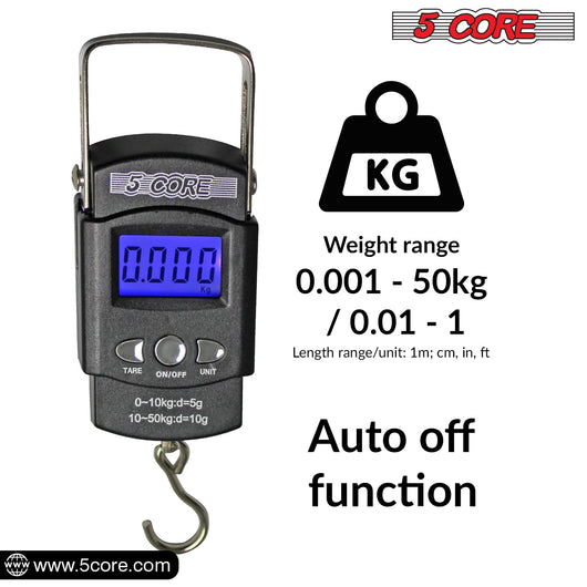 5CORE DIGITAL FISHING SCALE 110LB/50KG HANGING LUGGAGE WEIGHING SCALE - TECHIVE