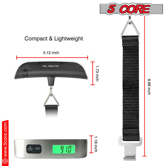 5CORE DIGITAL LUGGAGE SCALE TRAVEL WEIGHT SCALES HANGING BAGGAGE - TECHIVE