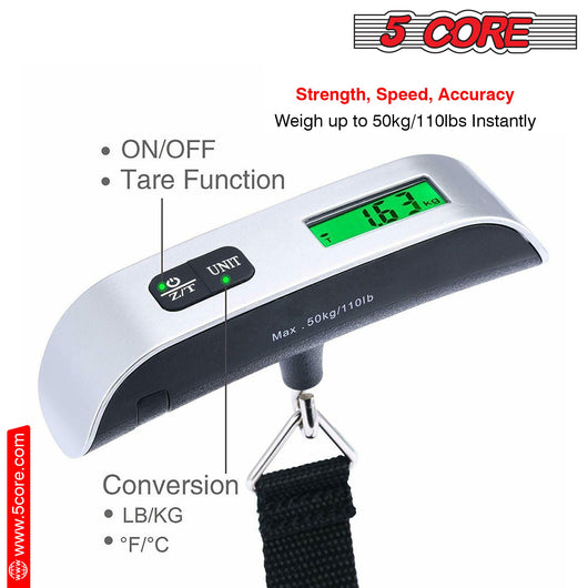 5CORE DIGITAL LUGGAGE SCALE TRAVEL WEIGHT SCALES HANGING BAGGAGE - TECHIVE