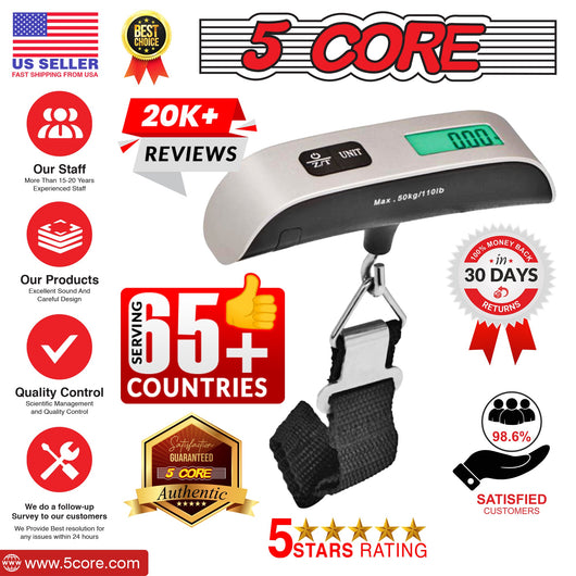 5CORE DIGITAL LUGGAGE SCALE TRAVEL WEIGHT SCALES HANGING BAGGAGE - TECHIVE