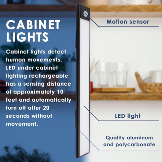 AMIFF LED MOTION SENSOR CABINET 12 x 1.6 x 0.35 Pack of 2 BLACK - TECHIVE