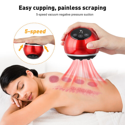 ELECTRIC CUPPING MASSAGER VACUUM SUCTION CUPS RED LIGHT ANTI CELLULITE - TECHIVE