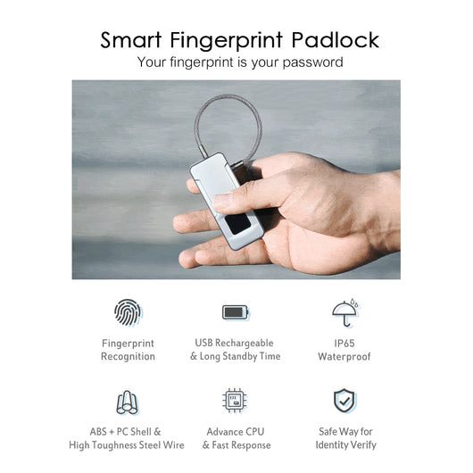 SMART FINGERPRINT LOCK USB RECHARGEABLE 10 SETS - TECHIVE