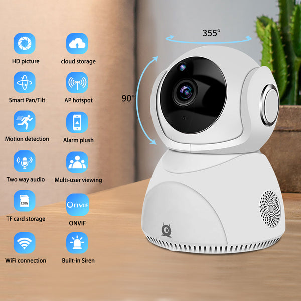 HD 1080P CAMERA 360° PANORAMIC PTZ WIRELESS WIFI CAMERA - TECHIVE