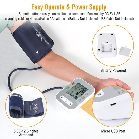 DIGITAL ARM BLOOD PRESSURE MONITOR LCD DIGITAL HEART BEAT BP GAUGE - TECHIVE