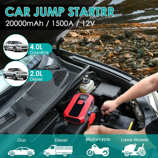 PORTABLE CAR JUMP STARTER AIR COMPRESSOR 1500A 400PSI CAR BATTERY - TECHIVE