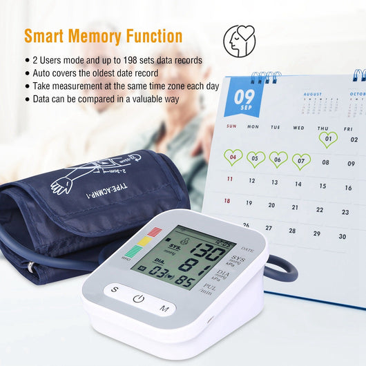 DIGITAL ARM BLOOD PRESSURE MONITOR LCD DIGITAL HEART BEAT BP GAUGE - TECHIVE