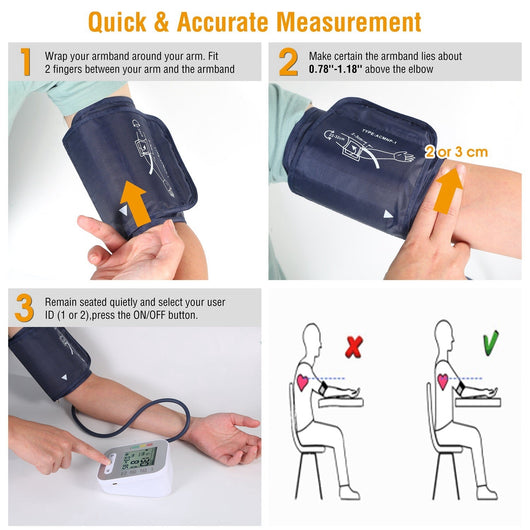 DIGITAL ARM BLOOD PRESSURE MONITOR LCD DIGITAL HEART BEAT BP GAUGE - TECHIVE