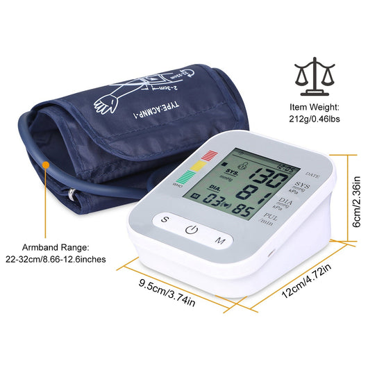 DIGITAL ARM BLOOD PRESSURE MONITOR LCD DIGITAL HEART BEAT BP GAUGE - TECHIVE