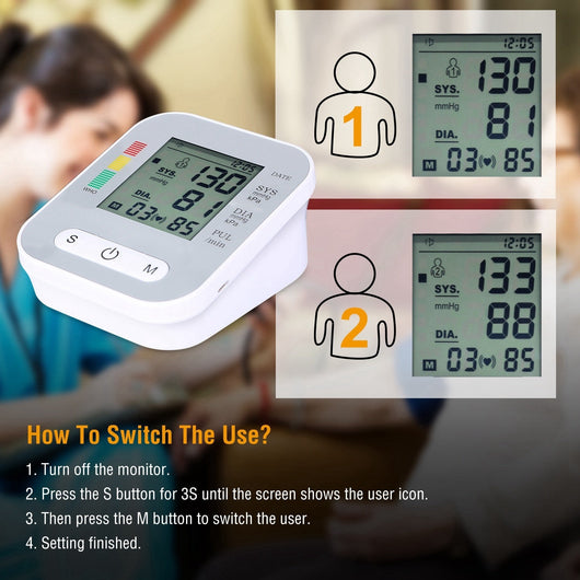 DIGITAL ARM BLOOD PRESSURE MONITOR LCD DIGITAL HEART BEAT BP GAUGE - TECHIVE